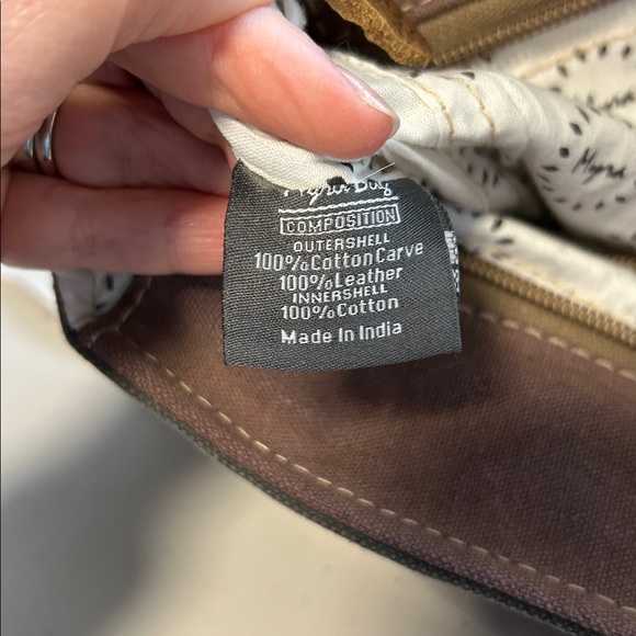 Myra Boho Leather Canvas Crossbody Bag - Picture 6 of 15